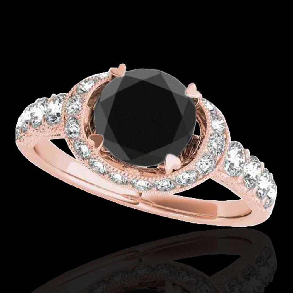 1.75 ctw Certified VS Black Diamond Solitaire Halo Ring: REF-64R8K - SKU: 34454 ---- 1.75 ctw Certified VS Black Diamond Solitaire Halo Ring 10k Rose Gold Designer Brand Luxury Jewelry, made in the USA Suggested Retail Price: $5,700 Factory offers perfect f