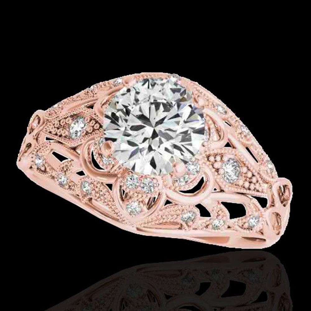 1.36 ctw Certified Diamond Solitaire Antique Ring 10k: REF-197F8M - SKU: 34712 ---- 1.36 ctw Certified Diamond Solitaire Antique Ring 10k Rose Gold Designer Brand Luxury Jewelry, made in the USA Suggested Retail Price: $15,950 Factory offers perfect facto