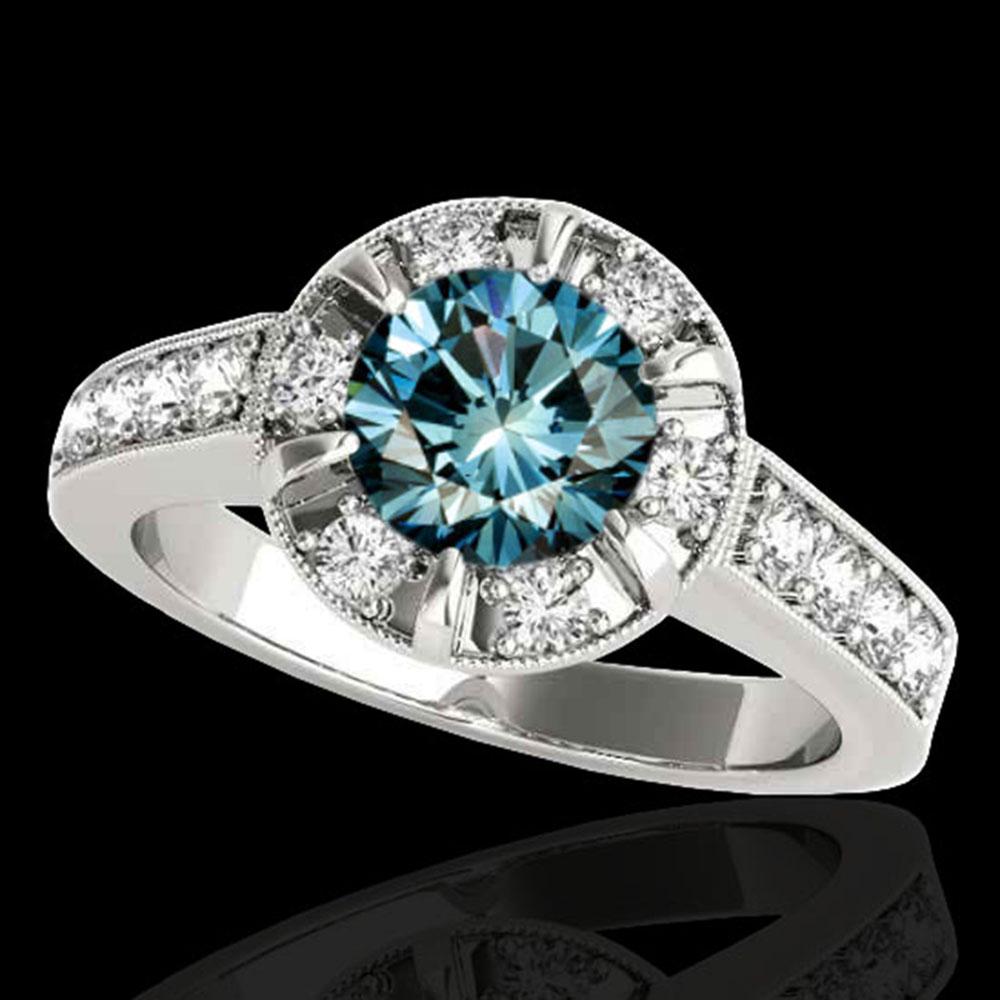2 ctw SI Certified Fancy Blue Diamond Solitaire Halo: REF-190H9R - SKU: 34491 ---- 2 ctw SI Certified Fancy Blue Diamond Solitaire Halo Ring 10k White Gold Designer Brand Luxury Jewelry, made in the USA Suggested Retail Price: $16,800 Factory offers perf