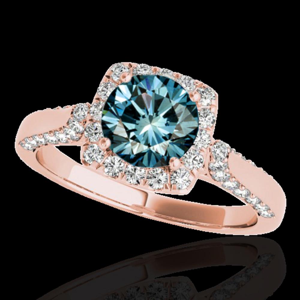 1.5 ctw Certified Fancy Blue Diamond Solitaire Halo: REF-132H3R - SKU: 33370 ---- 1.5 ctw Certified Fancy Blue Diamond Solitaire Halo Ring 10k Rose Gold Designer Brand Luxury Jewelry, made in the USA Suggested Retail Price: $10,650 Factory offers perfec