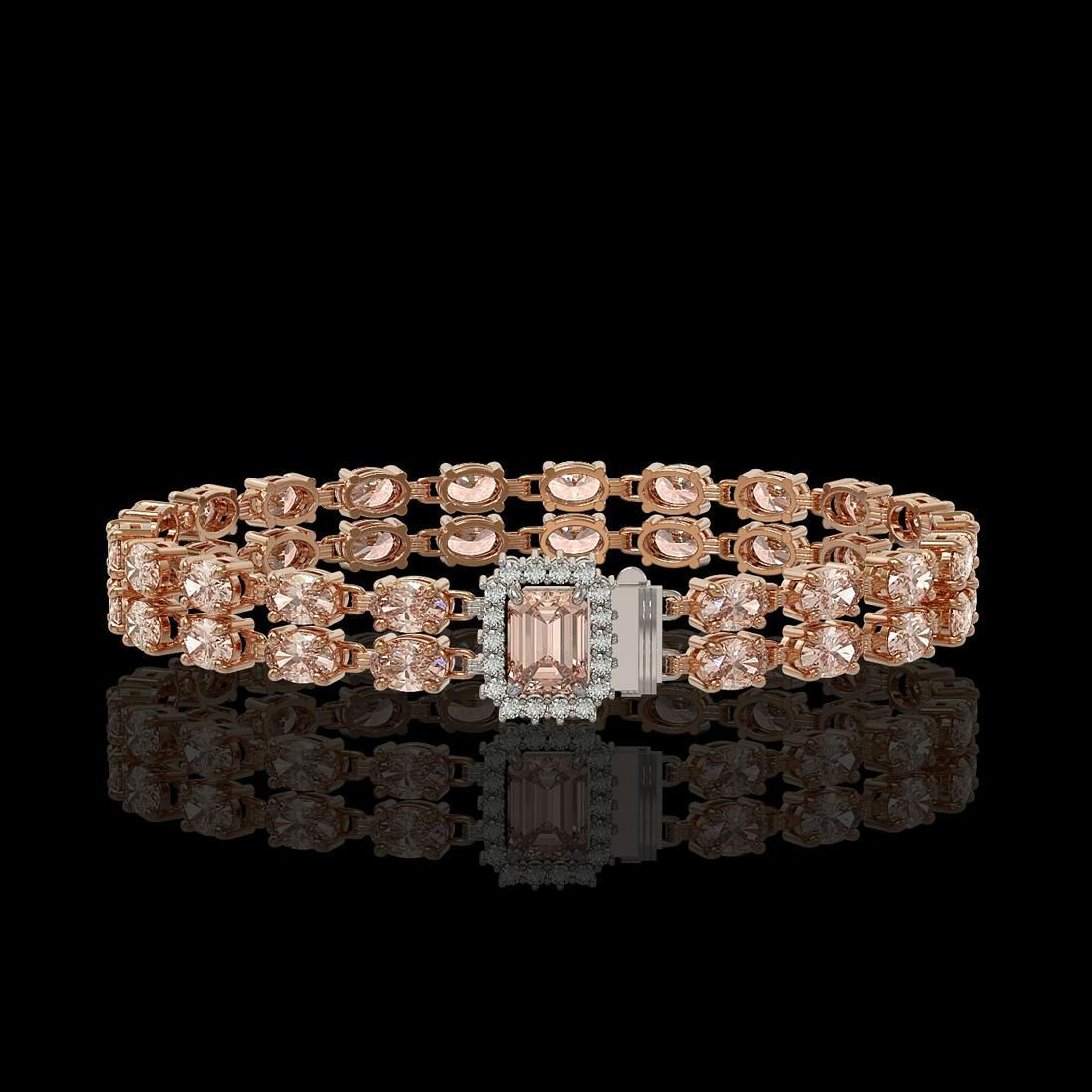 16.35 ctw Morganite & Diamond Bracelet 14K Rose Gold -: REF-236R4K - SKU: 45720 ---- 16.35 ctw Morganite & Diamond Bracelet 14K Rose Gold Designer Brand Luxury Jewelry, made in the USA Suggested Retail Price: $13,000 Factory offers perfect factory sizing, 