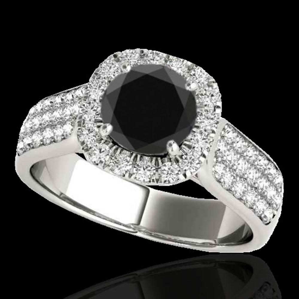 1.8 ctw Certified VS Black Diamond Solitaire Halo Ring: REF-77H8R - SKU: 34063 ---- 1.8 ctw Certified VS Black Diamond Solitaire Halo Ring 10k White Gold Designer Brand Luxury Jewelry, made in the USA Suggested Retail Price: $6,850 Factory offers perfect f