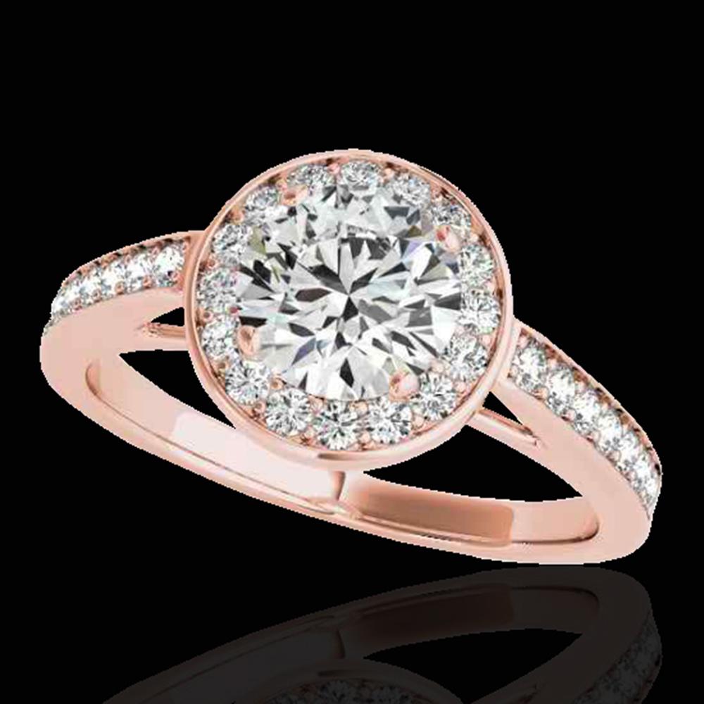 1.45 ctw Certified Diamond Solitaire Halo Ring 10k Rose: REF-197X8A - SKU: 33797 ---- 1.45 ctw Certified Diamond Solitaire Halo Ring 10k Rose Gold Designer Brand Luxury Jewelry, made in the USA Suggested Retail Price: $15,950 Factory offers perfect factory 