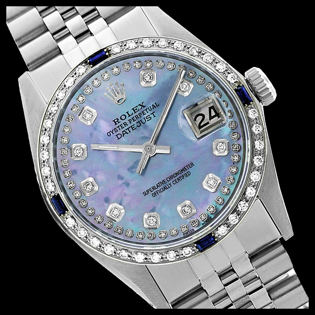 Rolex Ladies Stainless Steel, Diam Dial & Diam/Sapphire: Rolex Ladies Stainless Steel, Diam Dial & Diam/Sapphire Bezel, Sapphire CrystalThis watch is in Excellent Condition.Newly serviced & Polished to Factory specifications. Prepetual, Self-Winding movemen
