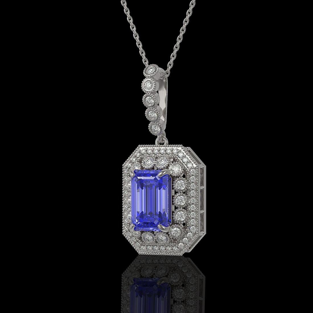 6.05 ctw Tanzanite & Diamond Victorian Necklace 14K: REF-309M3G - SKU: 43445 ---- 6.05 ctw Tanzanite & Diamond Victorian Necklace 14K White Gold Designer Brand Luxury Jewelry, made in the USA Suggested Retail Price: $15,300 Factory offers perfect factor