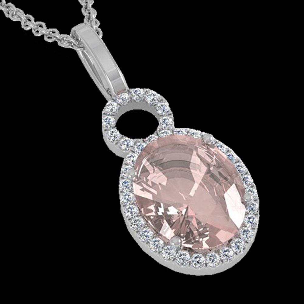 3.50 ctw Morganite & Micro VS/SI Diamond Necklace 14k: REF-78M2G - SKU: 22764 ---- 3.50 ctw Morganite & Micro VS/SI Diamond Necklace 14k White Gold Designer Brand Luxury Jewelry, made in the USA Suggested Retail Price: $5,150 Factory offers perfect factor
