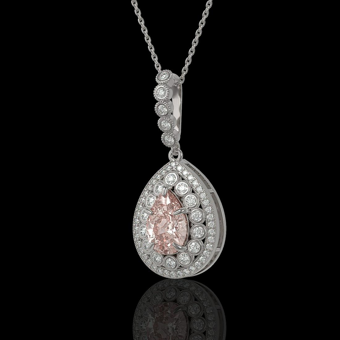 4.17 ctw Morganite & Diamond Victorian Necklace 14K: REF-186K9Y - SKU: 43223 ---- 4.17 ctw Morganite & Diamond Victorian Necklace 14K White Gold Designer Brand Luxury Jewelry, made in the USA Suggested Retail Price: $9,250 Factory offers perfect factory