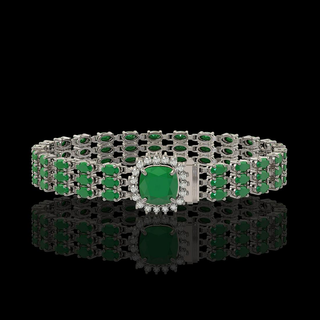 31.91 ctw Emerald & Diamond Bracelet 14K White Gold -: REF-312M5G - SKU: 45878 ---- 31.91 ctw Emerald & Diamond Bracelet 14K White Gold Designer Brand Luxury Jewelry, made in the USA Suggested Retail Price: $17,200 Factory offers perfect factory sizing, f
