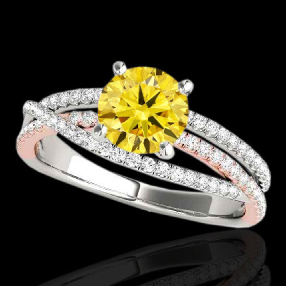 1.65 ctw Certified SI Intense Yellow Diamond Solitaire: REF-244G3W - SKU: 35550 ---- 1.65 ctw Certified SI Intense Yellow Diamond Solitaire Ring 10k White & Rose Gold Designer Brand Luxury Jewelry, made in the USA Suggested Retail Price: $21,500 Factory of