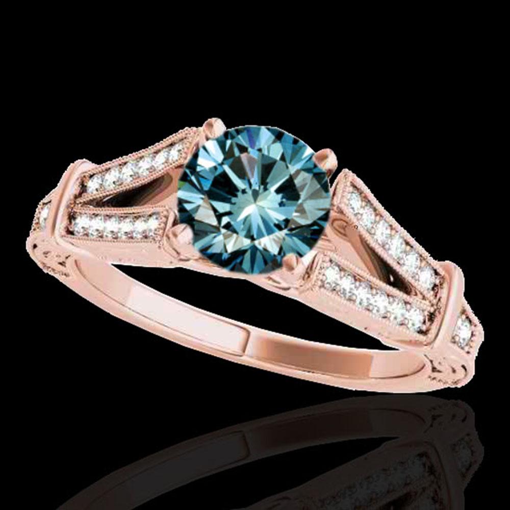 1.25 ctw SI Certified Blue Diamond Solitaire Antique: REF-129X5A - SKU: 34663 ---- 1.25 ctw SI Certified Blue Diamond Solitaire Antique Ring 10k Rose Gold Designer Brand Luxury Jewelry, made in the USA Suggested Retail Price: $10,450 Factory offers perfe