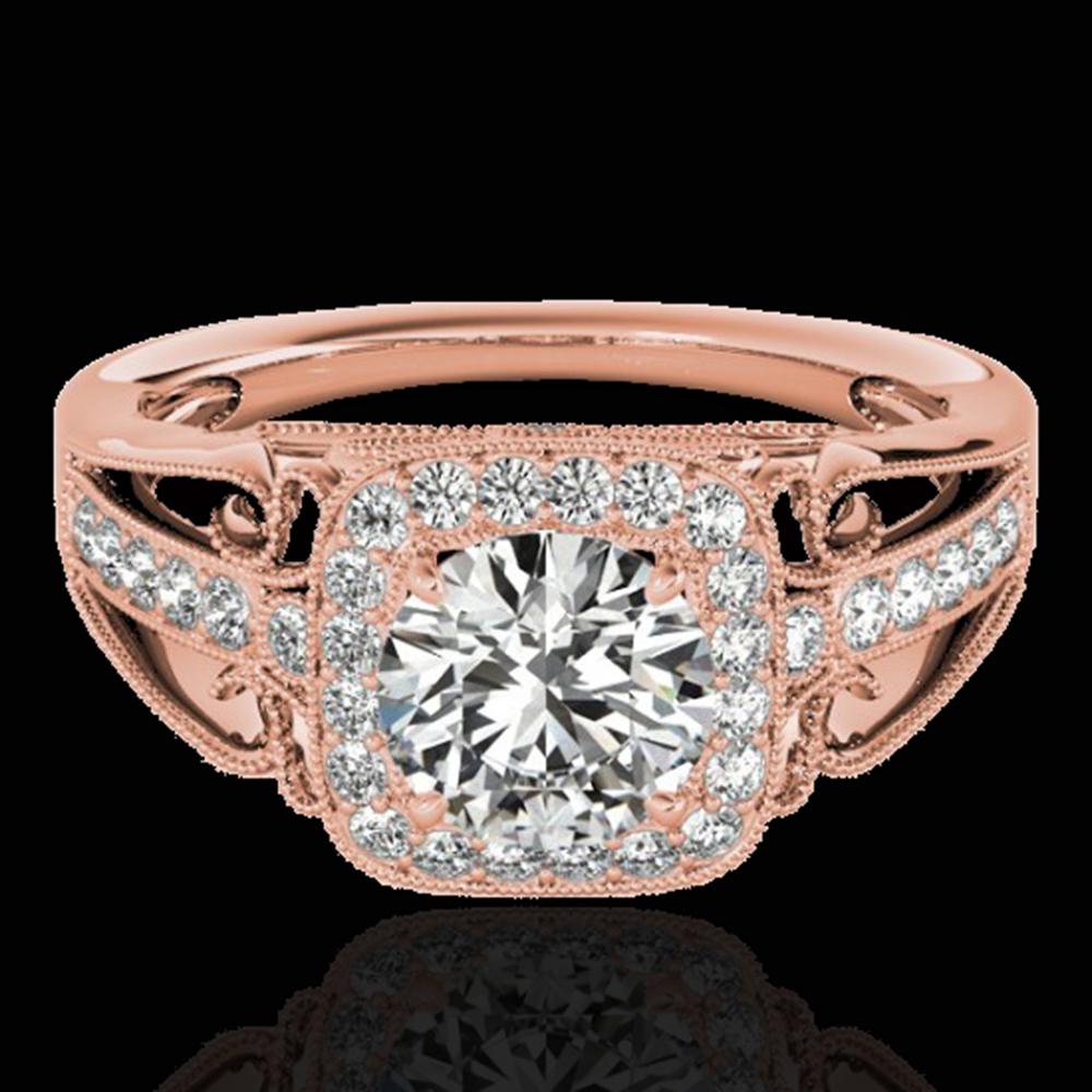 1.3 ctw Certified Diamond Solitaire Halo Ring 10k Rose: REF-197A8N - SKU: 33770 ---- 1.3 ctw Certified Diamond Solitaire Halo Ring 10k Rose Gold Designer Brand Luxury Jewelry, made in the USA Suggested Retail Price: $14,500 Factory offers perfect factory s
