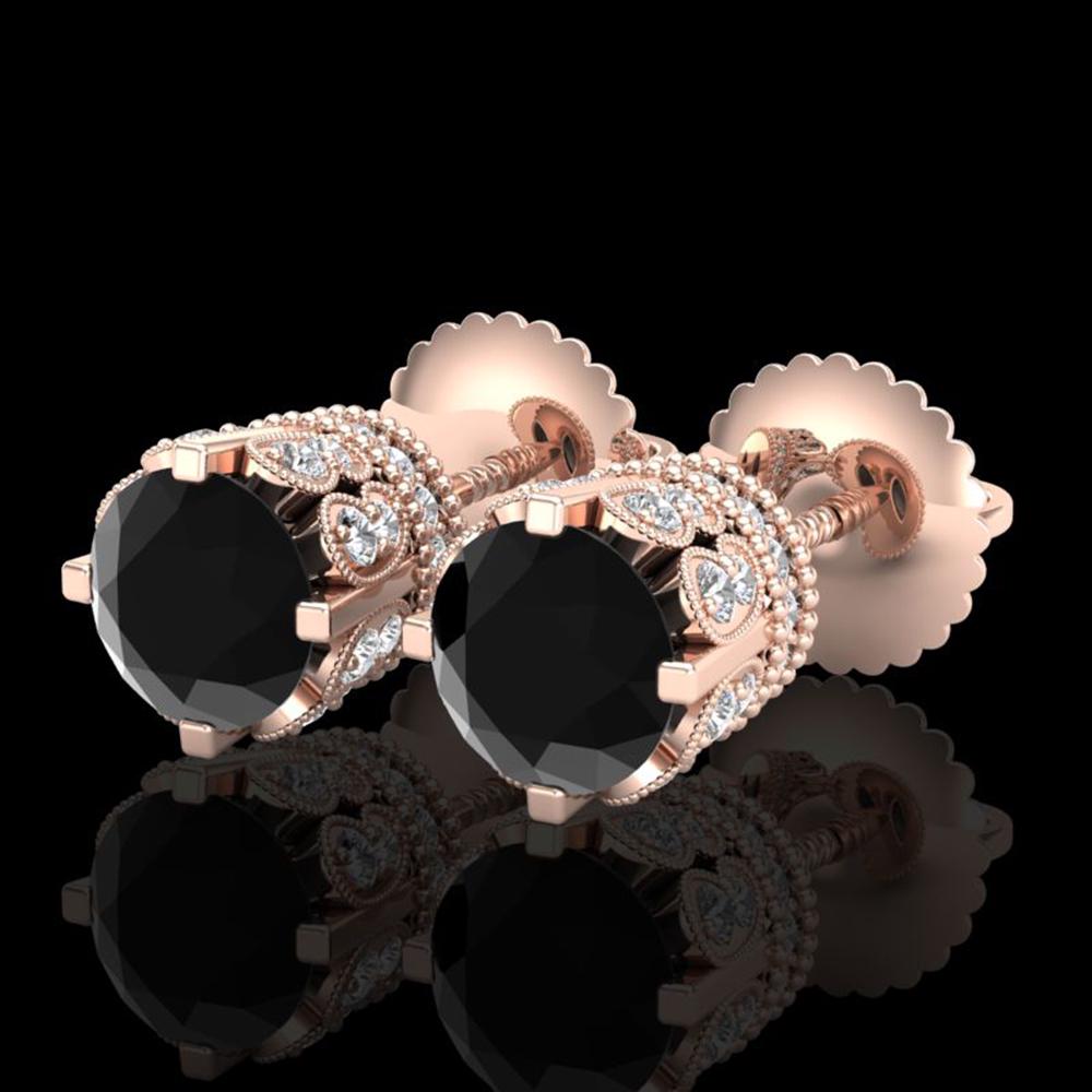 3 ctw Fancy Black Diamond Art Deco Stud Earrings 18k: REF-149A3N - SKU: 37360 ---- 3 ctw Fancy Black Diamond Art Deco Stud Earrings 18k Rose Gold Designer Brand Luxury Jewelry, made in the USA Suggested Retail Price: $9,000 Factory offers perfect factory