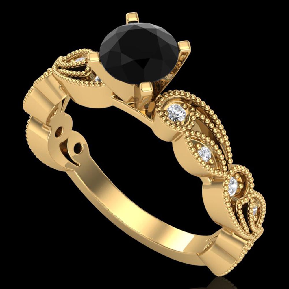 1.01 ctw Fancy Black Diamond Engagment Art Deco Ring: REF-87F3M - SKU: 38271 ---- 1.01 ctw Fancy Black Diamond Engagment Art Deco Ring 18k Yellow Gold Designer Brand Luxury Jewelry, made in the USA Suggested Retail Price: $5,300 Factory offers perfect fa
