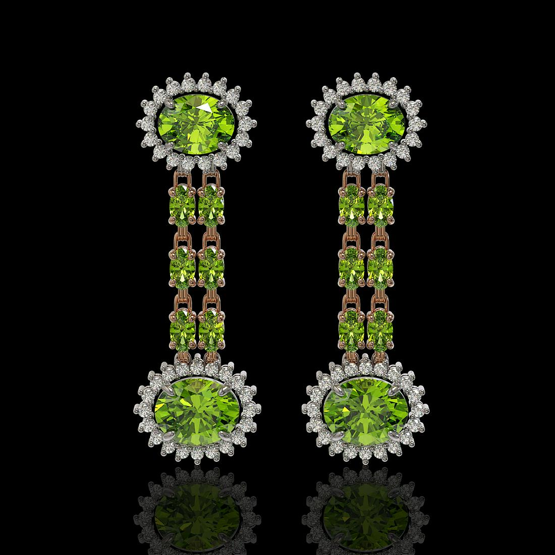 9.21 ctw Peridot & Diamond Earrings 14K Rose Gold -: REF-157G5W - SKU: 44310 ---- 9.21 ctw Peridot & Diamond Earrings 14K Rose Gold Designer Brand Luxury Jewelry, made in the USA Suggested Retail Price: $8,650 Factory offers perfect factory sizing, for 