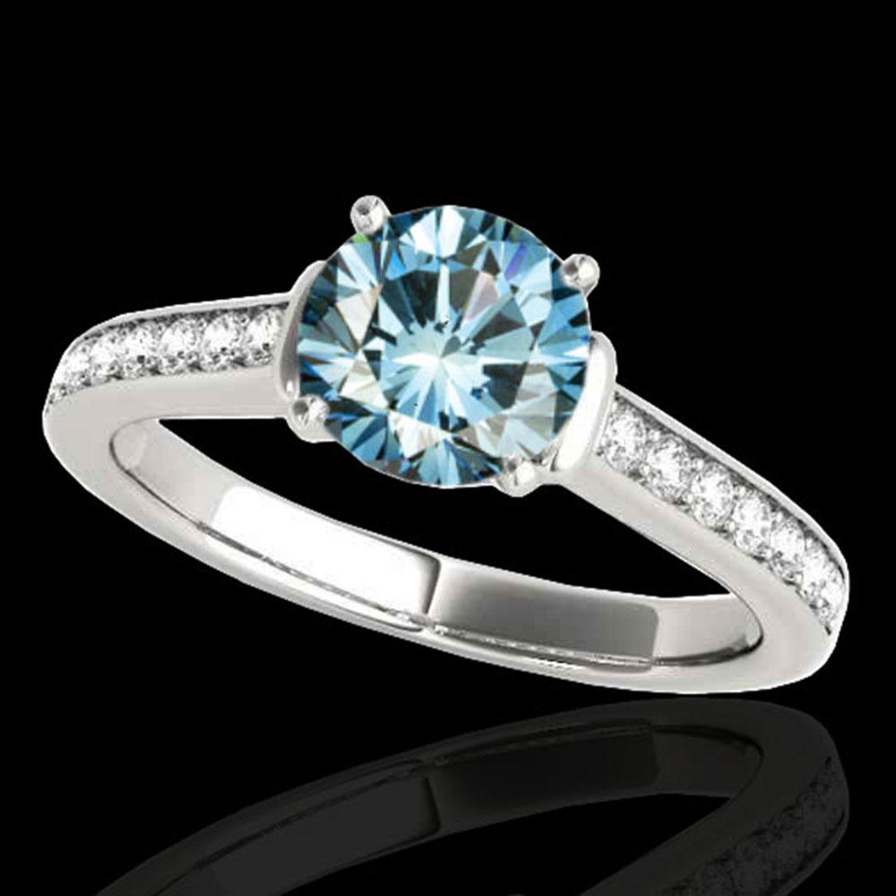1.5 ctw SI Certified Fancy Blue Diamond Solitaire Ring: REF-130W9H - SKU: 34930 ---- 1.5 ctw SI Certified Fancy Blue Diamond Solitaire Ring 10k White Gold Designer Brand Luxury Jewelry, made in the USA Suggested Retail Price: $10,550 Factory offers perfect