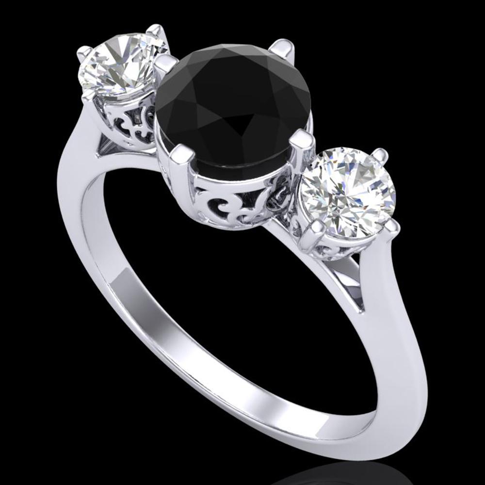 1.51 ctw Fancy Black Diamond Art Deco 3 Stone Ring 18k: REF-134R5K - SKU: 38080 ---- 1.51 ctw Fancy Black Diamond Art Deco 3 Stone Ring 18k White Gold Designer Brand Luxury Jewelry, made in the USA Suggested Retail Price: $8,150 Factory offers perfect fact