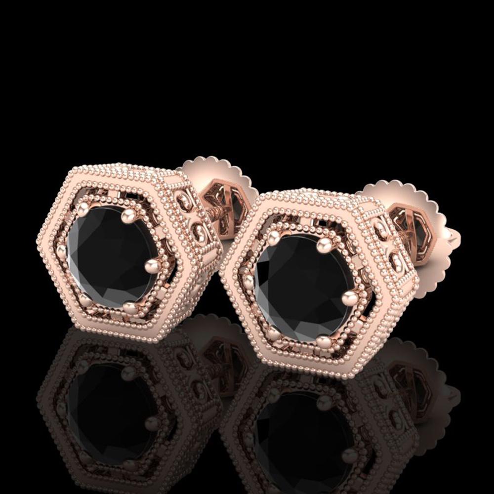 1.07 ctw Fancy Black Diamond Art Deco Stud Earrings 18k: REF-73R3K - SKU: 37507 ---- 1.07 ctw Fancy Black Diamond Art Deco Stud Earrings 18k Rose Gold Designer Brand Luxury Jewelry, made in the USA Suggested Retail Price: $4,450 Factory offers perfect facto