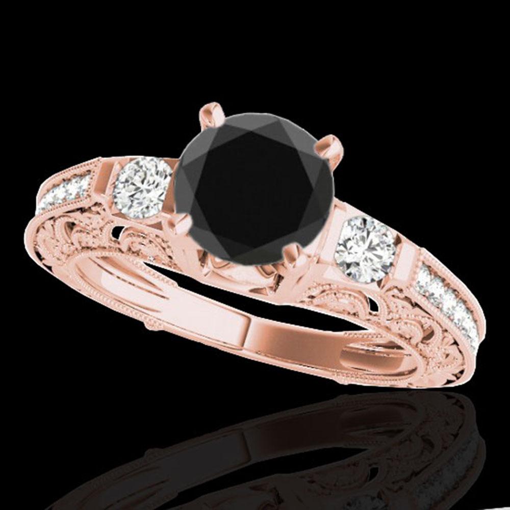 1.63 ctw Certified VS Black Diamond Solitaire Antique: REF-56M2G - SKU: 34652 ---- 1.63 ctw Certified VS Black Diamond Solitaire Antique Ring 10k Rose Gold Designer Brand Luxury Jewelry, made in the USA Suggested Retail Price: $4,500 Factory offers perfec