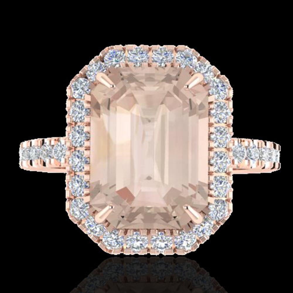 4.50 ctw Morganite & Micro Pave VS/SI Diamond Ring 14k: REF-91X6A - SKU: 21430 ---- 4.50 ctw Morganite & Micro Pave VS/SI Diamond Ring 14k Rose Gold Designer Brand Luxury Jewelry, made in the USA Suggested Retail Price: $6,550 Factory offers perfect factor