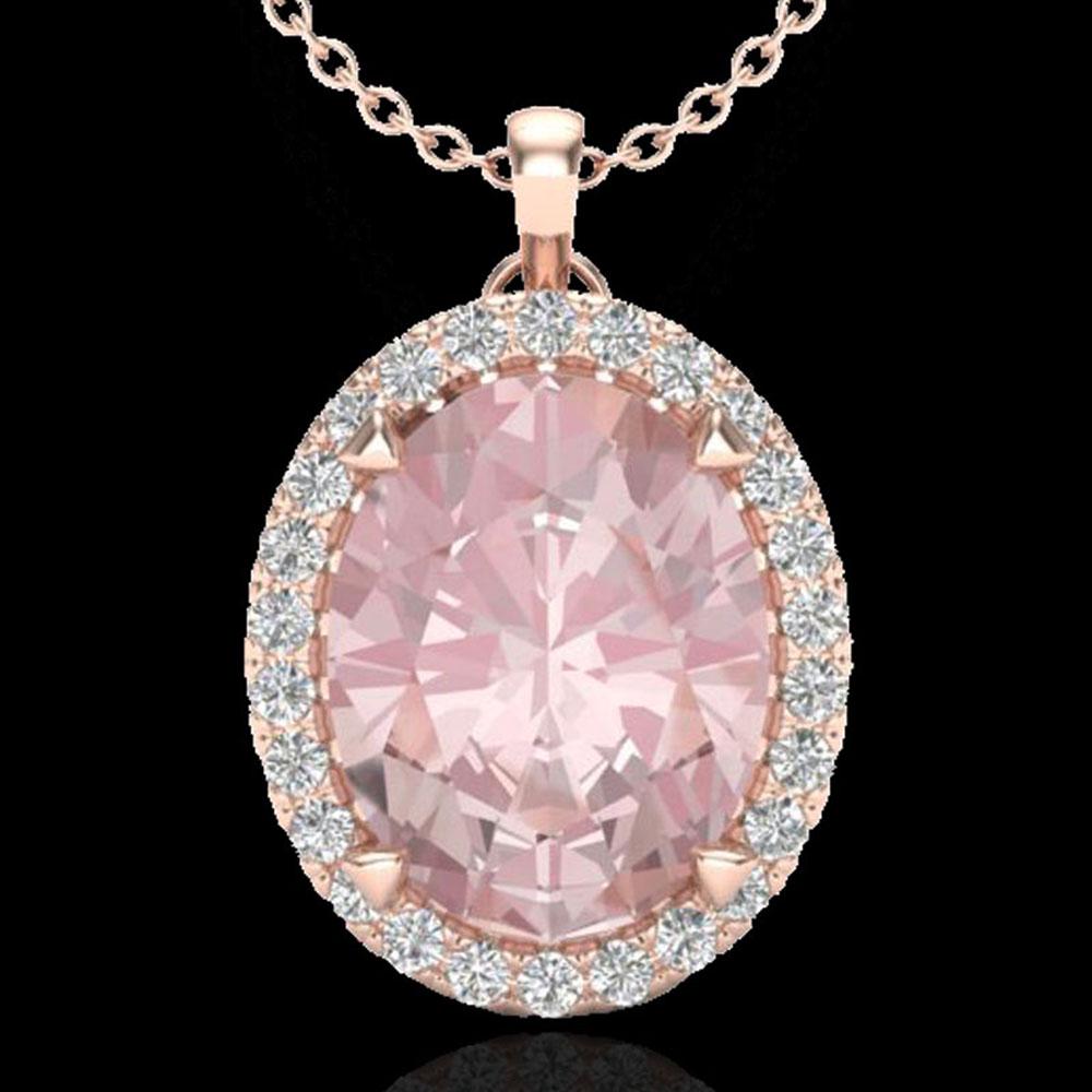 2.75 ctw Morganite & Micro VS/SI Diamond Halo Necklace: REF-53N7F - SKU: 20592 ---- 2.75 ctw Morganite & Micro VS/SI Diamond Halo Necklace 14K Rose Gold Designer Brand Luxury Jewelry, made in the USA Suggested Retail Price: $4,550 Factory offers perfect fa