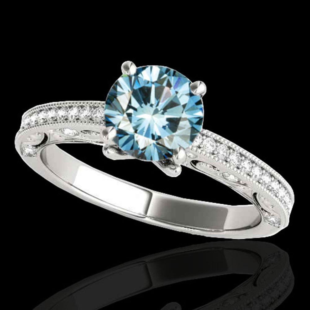 1.25 ctw SI Certified Blue Diamond Solitaire Antique: REF-122H8R - SKU: 34743 ---- 1.25 ctw SI Certified Blue Diamond Solitaire Antique Ring 10k White Gold Designer Brand Luxury Jewelry, made in the USA Suggested Retail Price: $9,900 Factory offers perfe