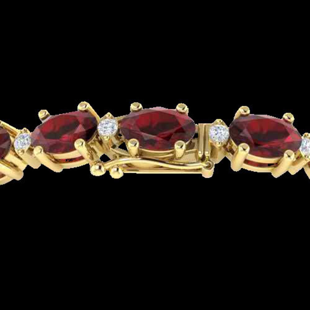 19.7 ctw Garnet & VS/SI Certified Diamond Eternity: REF-98X2A - SKU: 29370 ---- 19.7 ctw Garnet & VS/SI Certified Diamond Eternity Bracelet 10k Yellow Gold Designer Brand Luxury Jewelry, made in the USA Suggested Retail Price: $7,000 Factory offers per