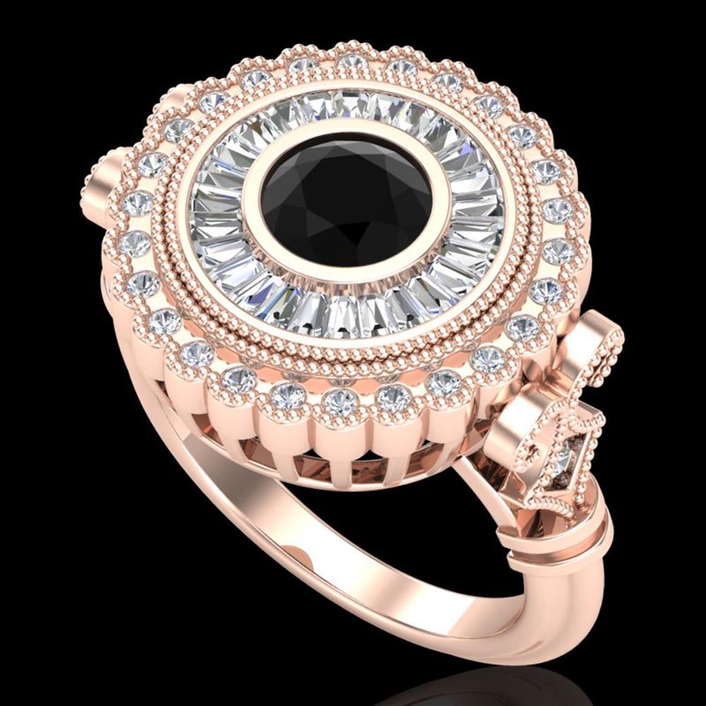 2.03 ctw Fancy Black Diamond Engagment Art Deco Ring: REF-203H6R - SKU: 37899 ---- 2.03 ctw Fancy Black Diamond Engagment Art Deco Ring 18k Rose Gold Designer Brand Luxury Jewelry, made in the USA Suggested Retail Price: $12,300 Factory offers perfect fa