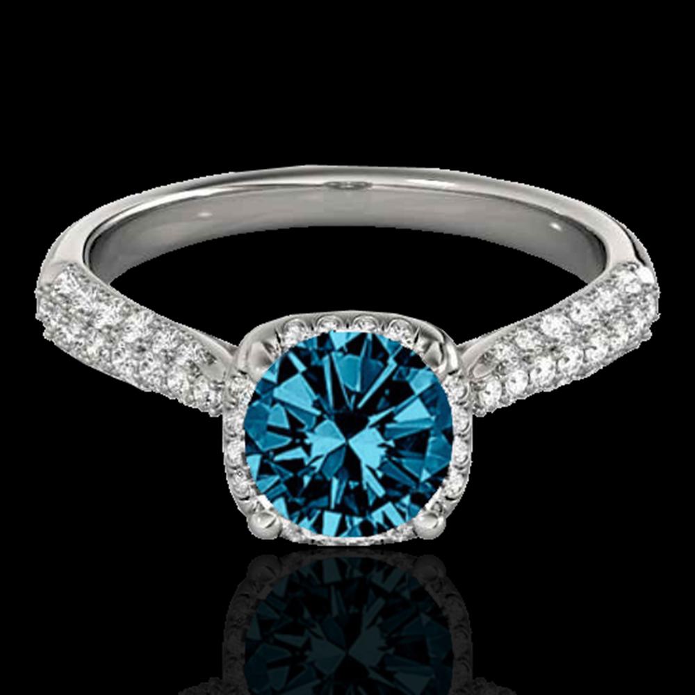 1.50 ctw SI Certified Fancy Blue Diamond Solitaire Halo: REF-133N2F - SKU: 33263 ---- 1.50 ctw SI Certified Fancy Blue Diamond Solitaire Halo Ring 10k White Gold Designer Brand Luxury Jewelry, made in the USA Suggested Retail Price: $10,750 Factory offers p