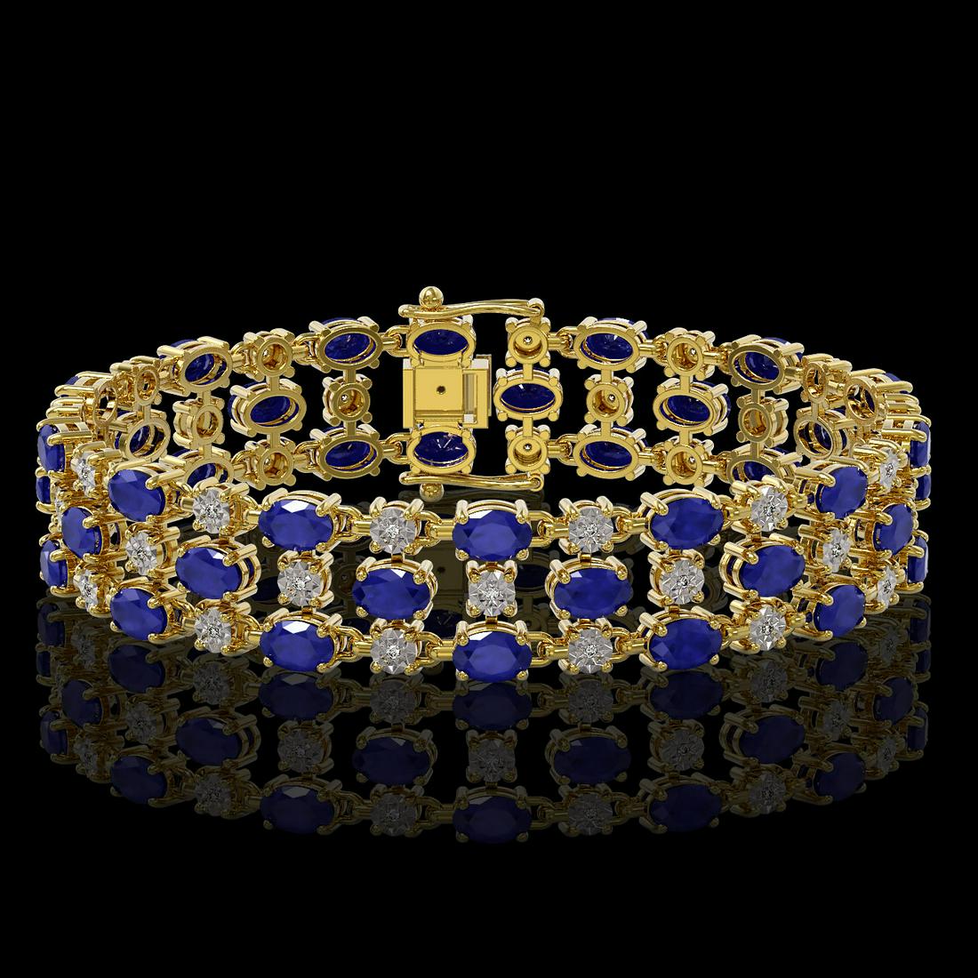17.74 ctw Sapphire & Diamond Row Bracelet 10K Yellow: REF-245M5G - SKU: 40965 ---- 17.74 ctw Sapphire & Diamond Row Bracelet 10K Yellow Gold Designer Brand Luxury Jewelry, made in the USA Suggested Retail Price: $10,800 Factory offers perfect factory siz