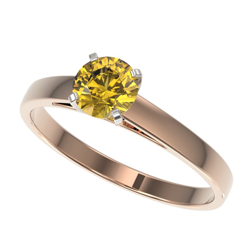 Genuine 0.74 CTW Certified Intense Yellow Diamond: 36492-REF#56X8A Retail Replacement Value: $2400.00 DESCRIPTION OF ARTICLE: One 10K karat Rose gold Ring measuring approx. Uniform, weighing in total approx. 2.8 grams. The Jewelry is stamped 10K, Main