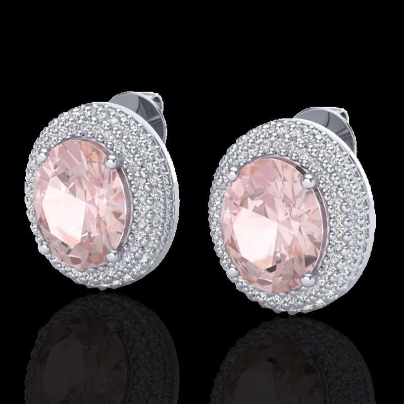 Genuine 9.0 CTW Morganite & Micro Pave Diamond: 20229-REF#211M5H Retail Replacement Value: $10900.00 DESCRIPTION OF ARTICLE: One 18k karat White gold Earring measuring approx. 5/8 X 1/2", weighing in total approx. 6 grams. The Jewelry is stamped 18