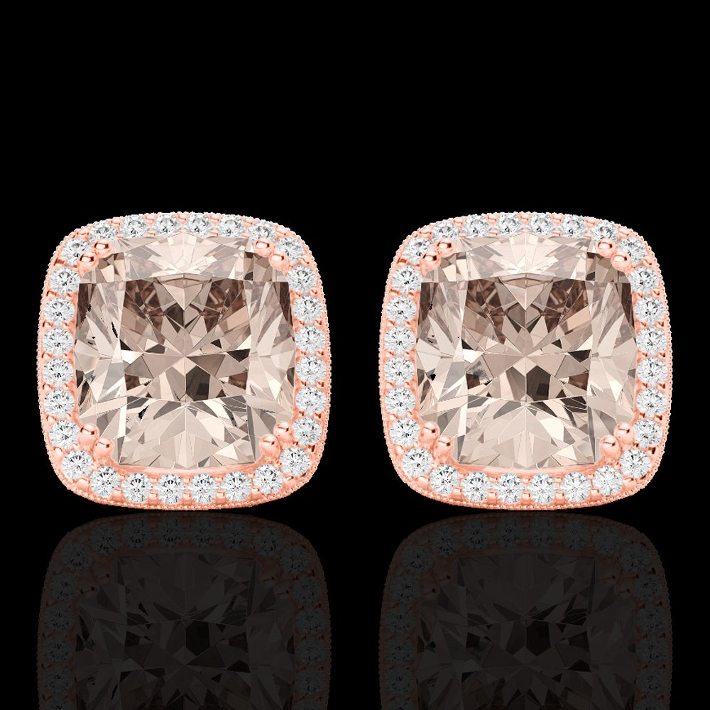 Genuine 6.0 CTW Morganite & Micro Pave Diamond Halo: 22807-REF#107W7K Retail Replacement Value: $4500.00 DESCRIPTION OF ARTICLE: One 14K karat Rose gold Earring measuring approx. 7/16" x 7/16" , weighing in total approx. 5 grams. The Jewelry is stamped 