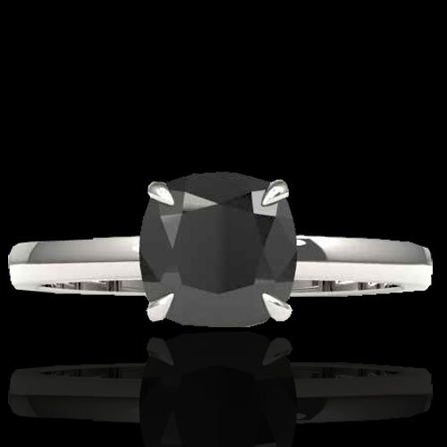 Genuine 3.0 CTW Cushion Cut Black Diamond Solitaire: 22135-REF#59Z4Y Retail Replacement Value: $3800.00 DESCRIPTION OF ARTICLE: One 18k karat White gold Ring measuring approx. 9 mm x 9 mm, weighing in total approx. 4 grams. The Jewelry is stamped 18k, M
