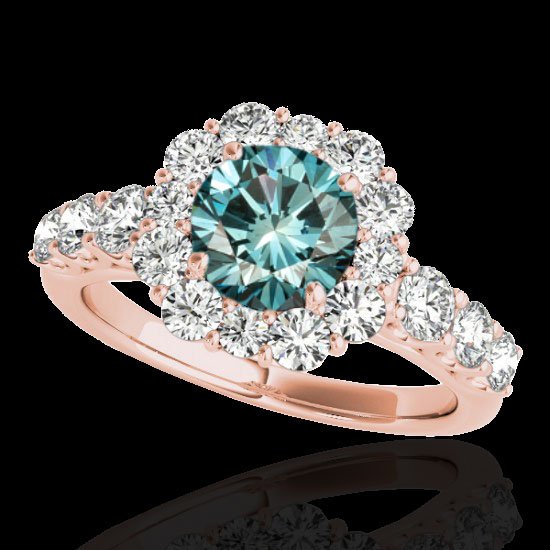 Genuine 2.90 CTW Certified Fancy Blue Genuine Diamond: 33397-REF#218X7A ---- Genuine 2.90 CTW Certified Fancy Blue Genuine Diamond Solitaire Halo Ring Gold Retail Replacement Value: $9200.00 DESCRIPTION OF ARTICLE: One 10K karat Rose gold Ring measuring a