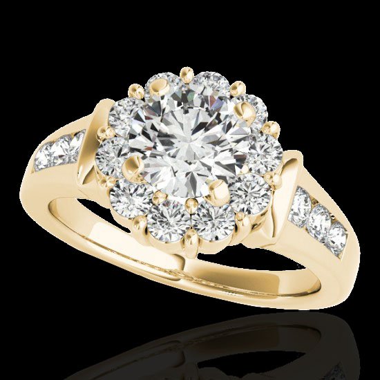 1.90 CTW Certified G-I Diamond Bridal Solitaire Halo: REF#138R2Z ---- 1.90 CTW Certified G-I Diamond Bridal Solitaire Halo Ring Gold Retail Replacement Value: $6200.00 DESCRIPTION OF ARTICLE: One 10K karat Yellow gold Ring measuring approx. Uniform, weig