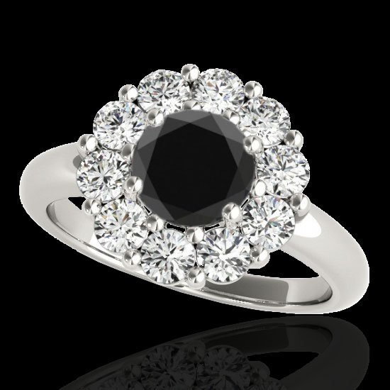 2.09 CTW Certified Black Diamond Bridal Solitaire Halo: REF#100G2W ---- 2.09 CTW Certified Black Diamond Bridal Solitaire Halo Ring Gold Retail Replacement Value: $5100.00 DESCRIPTION OF ARTICLE: One 10K karat White gold Ring measuring approx. Uniform, wei