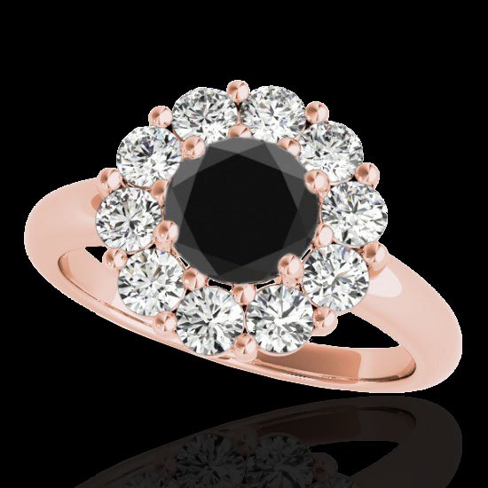 2.09 CTW Certified Black Diamond Bridal Solitaire Halo: 34427-REF#100H2R ---- 2.09 CTW Certified Black Diamond Bridal Solitaire Halo Ring Gold - 34427-REF#100H2R Retail Replacement Value: $5100.00 DESCRIPTION OF ARTICLE: One 10K karat Rose gold Ring measur