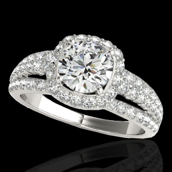 2.25 CTW Certified G-I Diamond Bridal Solitaire Halo: 34007-REF#170M6H ---- 2.25 CTW Certified G-I Diamond Bridal Solitaire Halo Ring Gold - 34007-REF#170M6H Retail Replacement Value: $7700.00 DESCRIPTION OF ARTICLE: One 10K karat White gold Ring measuri