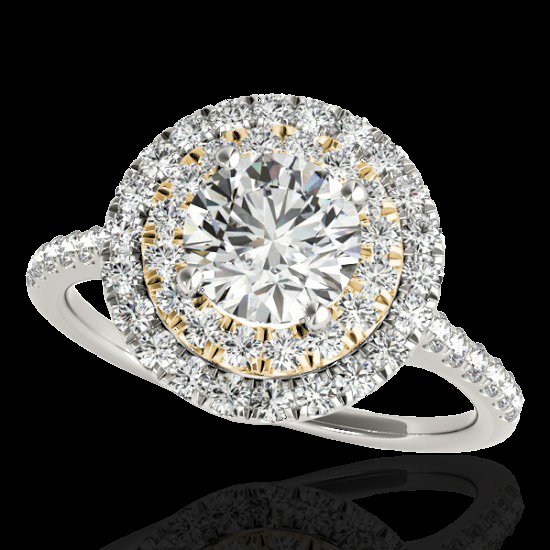 1.50 CTW Certified G-I Diamond Solitaire Halo Ring Two: 33354-REF#115N2G ---- 1.50 CTW Certified G-I Diamond Solitaire Halo Ring Two Tone Gold Retail Replacement Value: $5200.00 DESCRIPTION OF ARTICLE: One 10K karat White & Yellow gold Ring measuring appro