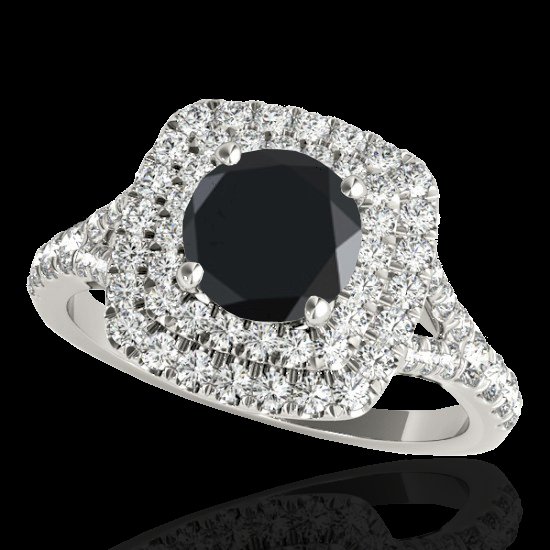 1.6 CTW Black Diamond Solitaire Halo Ring Two Tone Gold: 33361-REF#-78A4N -- -- 1.6 CTW Certified Vs Black Diamond Solitaire Halo Ring Two Tone Gold -- -- GEMMARI Designer Brand Luxury Jewelry, made in the USA -- GEMMARI Retail Price: $4,750 -- Perfect fact