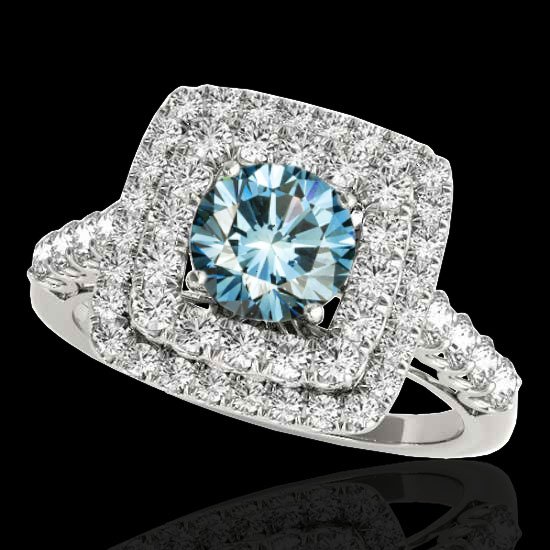 2.05 CTW Fancy Blue Diamond Solitaire Halo Ring Gold: 34590-REF#-225M5H -- -- 2.05 CTW Si Certified Fancy Blue Diamond Solitaire Halo Ring Gold -- -- GEMMARI Designer Brand Luxury Jewelry, made in the USA -- GEMMARI Retail Price: $14,900 -- Perfect facto