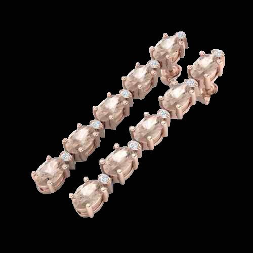 5 CTW Morganite & Diamond Tennis Earring Gold: 21525-REF#-63M5H -- -- 5 CTW Morganite & Diamond Certified Tennis Earring Gold -- -- GEMMARI Designer Brand Luxury Jewelry, made in the USA -- GEMMARI Retail Price: $4,200 -- Perfect factory sizing, M