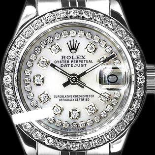 Rolex Men's Stainless Steel, QuickSet, Diamond Dial &: REF#458X2G ---- Rolex Men's Stainless Steel, QuickSet, Diamond Dial & Diamond BezelPre-owned Rolex Men's Stainless Steel, QuickSet, Diamond Dial & Diamond BezelThis watch is in Excellent Condition.New