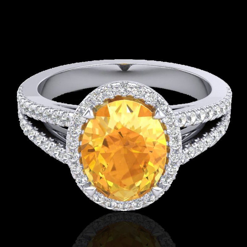 3 CTW Citrine & Micro Diamond Halo Solitaire Ring 18K: 20936-REF#-67H3R -- -- 3 CTW Citrine & Micro Diamond Halo Solitaire Ring 18K Gold -- -- GEMMARI Designer Brand Luxury Jewelry, made in the USA -- GEMMARI Retail Price: $4,450 -- Perfect factory sizing