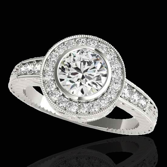 1.50 CTW Diamond Bridal Solitaire Halo Ring Gold: 33891-REF#-170F9M -- -- 1.50 CTW G-Si Certified Diamond Bridal Solitaire Halo Ring Gold -- -- GEMMARI Designer Brand Luxury Jewelry, made in the USA -- GEMMARI Retail Price: $10,350 -- Perfect factory
