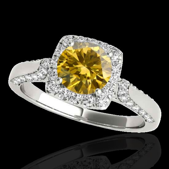 1.5 CTW Certified Si Fancy Intense Yellow Diamond: REF-176F4X ---- 1.5 CTW Certified Si Fancy Intense Yellow Diamond Solitaire Halo Ring Gold Manufacturer's Suggested Retail Price: $8750.00 GEMMARI Designer Brand Luxury Jewelry, made in the USA GEMMAR
