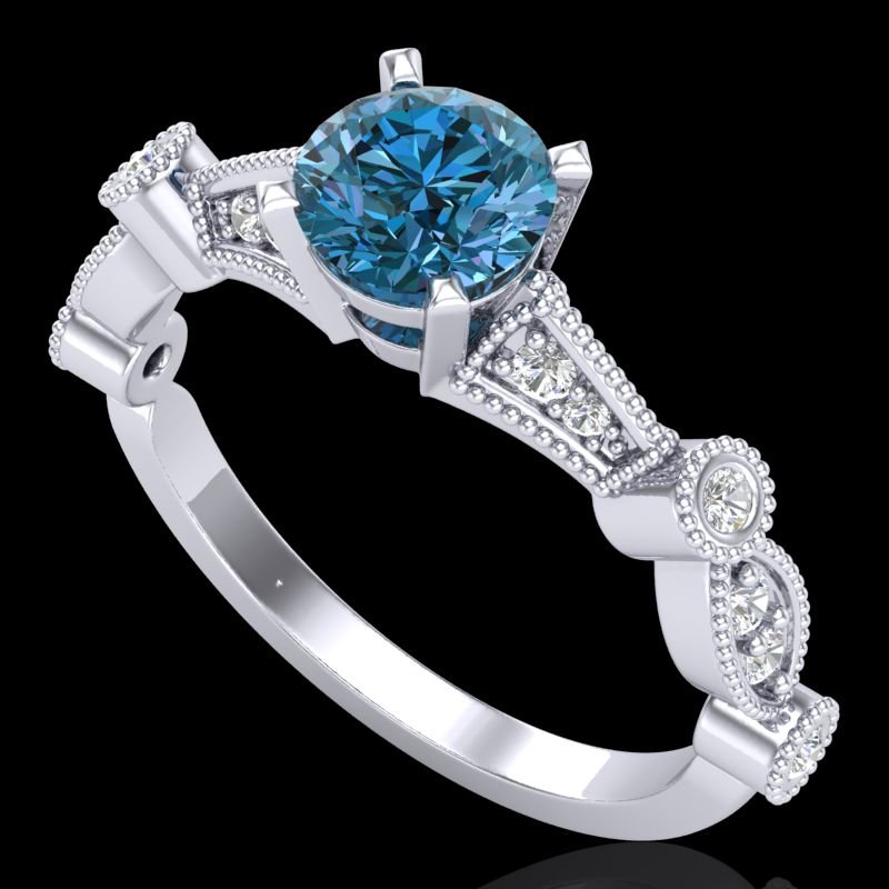 1.03 CTW Fancy Intense Blue Diamond Solitaire Art Deco: 37677-REF-121N8Y ---- 1.03 CTW Fancy Intense Blue Diamond Solitaire Art Deco Ring 18K Gold Manufacturer's Suggested Retail Price: $6050.00 GEMMARI Designer Brand Luxury Jewelry, made in the USA GEMMAR