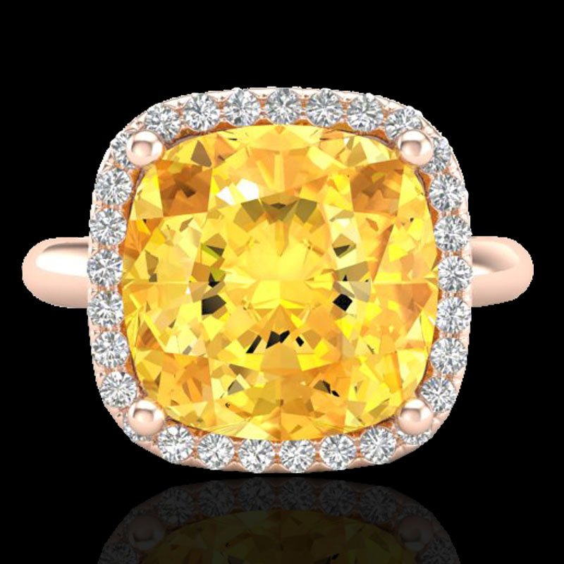 6 CTW Citrine And Micro Pave Halo VS/SI Diamond Ring: 23095-REF-47Y3V ---- 6 CTW Citrine And Micro Pave Halo VS/SI Diamond Ring Solitaire 14K Gold Manufacturer's Suggested Retail Price: $2350.00 GEMMARI Designer Brand Luxury Jewelry, made in the USA GEMM