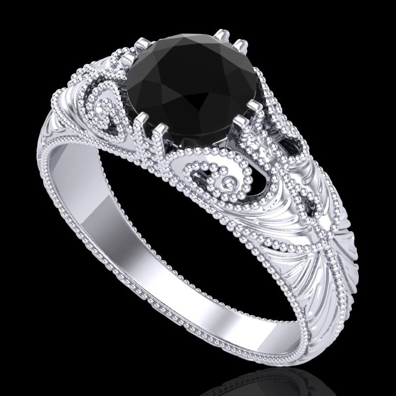 1 CTW Fancy Black Diamond Solitaire Engagment Art Deco: 37527-REF-90M9R ---- 1 CTW Fancy Black Diamond Solitaire Engagment Art Deco Ring 18K Gold Manufacturer's Suggested Retail Price: $4500.00 GEMMARI Designer Brand Luxury Jewelry, made in the USA GEMMARI