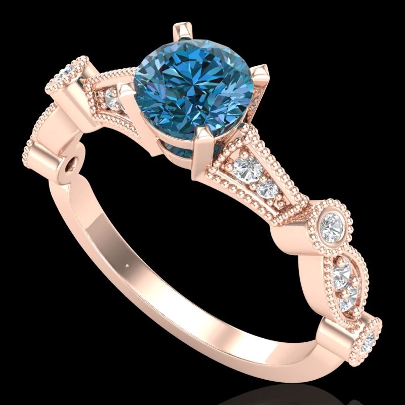 1.03 CTW Fancy Intense Blue Diamond Solitaire Art Deco: 37678-REF-121X8H ---- 1.03 CTW Fancy Intense Blue Diamond Solitaire Art Deco Ring 18K Gold Manufacturer's Suggested Retail Price: $6050.00 GEMMARI Designer Brand Luxury Jewelry, made in the USA GEMMAR